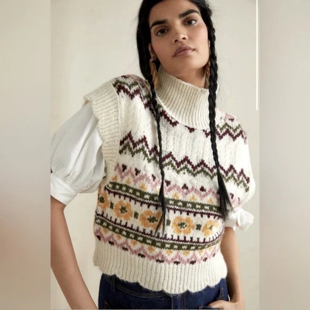 Anthropologie Turtleneck Sweater Vest Women's Size Small EUC